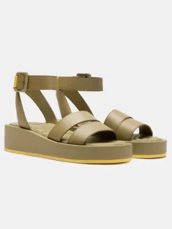 New Sandal Strips Town Khaki Dames Sandalen